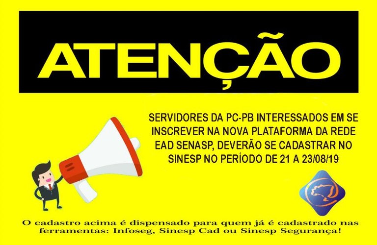 Cadastro na nova plataforma da Rede EAD SENASP